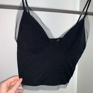black crop top w/ mesh detailing